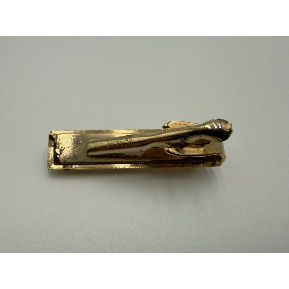 Vintage Mens Gold Tone Aurora Borealis Iridescent Cufflinks and Tie Bar Set